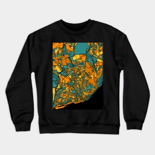 Lisbon Map Pattern in Orange & Teal Crewneck Sweatshirt